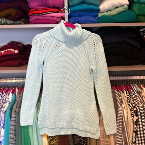 Talbots light aqua colored long sleeve turtleneck sweater size XSP - Picture 1 of 3
